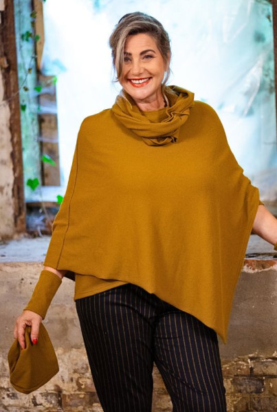 Poncho curry aus 100 Prozent Merino 6